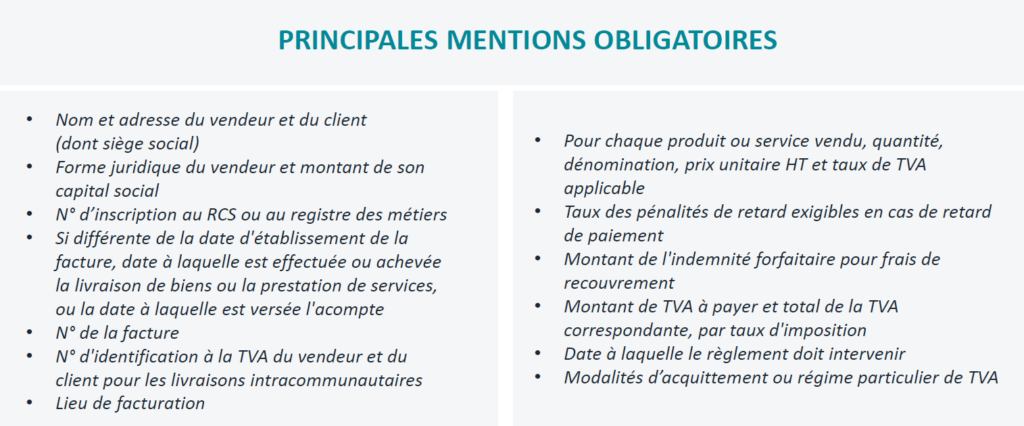 Principales mentions obligatoires Factures - Le Blog de la Démat'